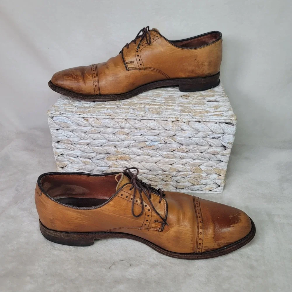 Allen Edmonds Boulevard Brown Leather Cap Toe Brogue Oxford Shoes 12D Business